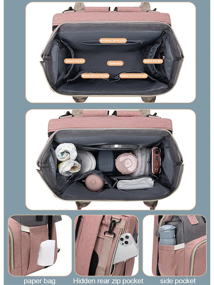 BabyNest Diaper Bag - Black silk screen