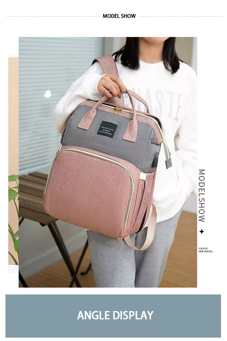 BabyNest Diaper Bag - Pink silk screen