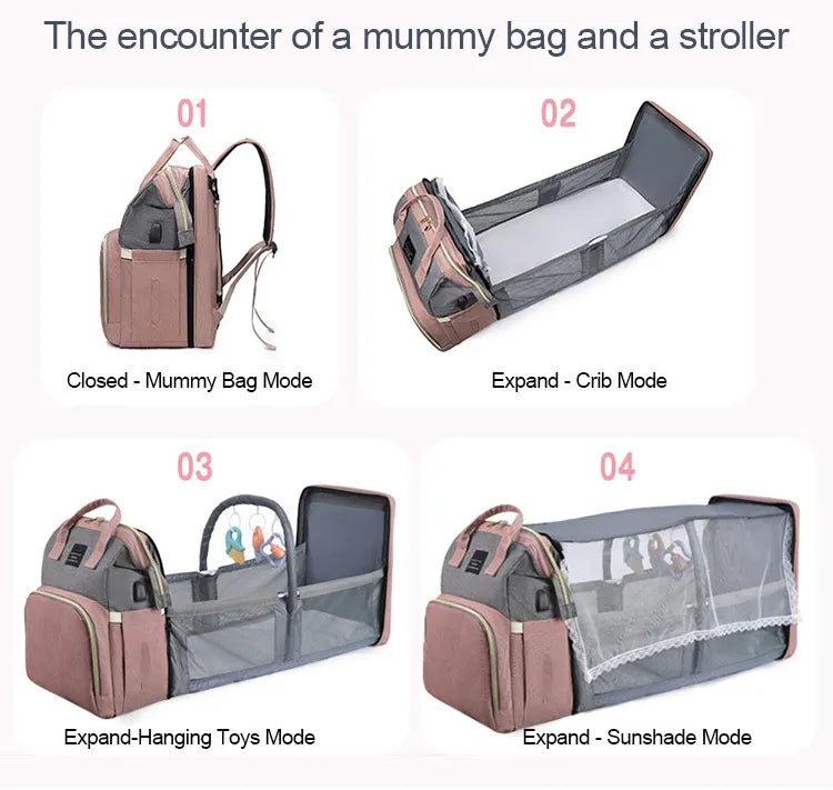 BabyNest Diaper Bag - Black silk screen