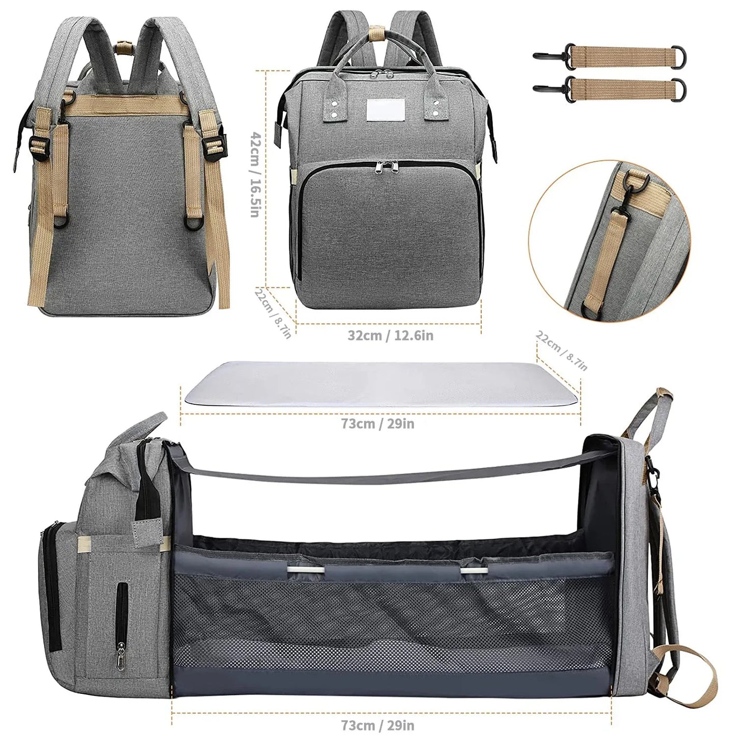 BabyNest Diaper Bag - Black silk screen