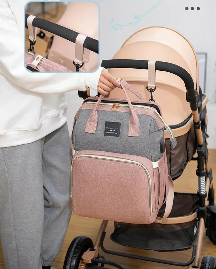 BabyNest Diaper Bag - Pink silk screen