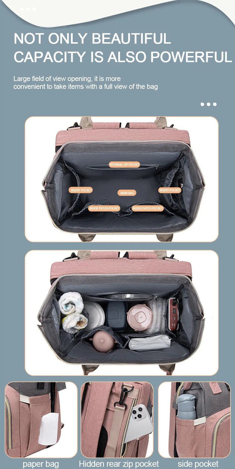 BabyNest Diaper Bag - Black silk screen