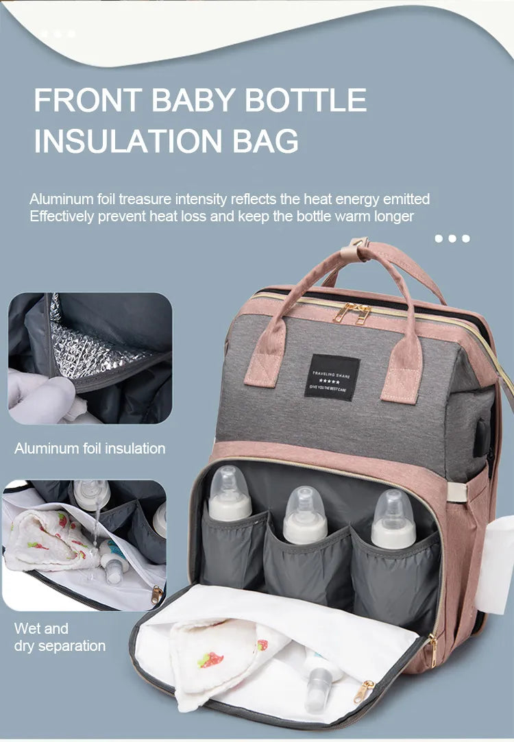 BabyNest Diaper Bag - Black silk screen