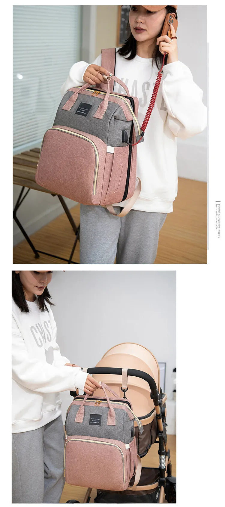 BabyNest Diaper Bag - Black silk screen