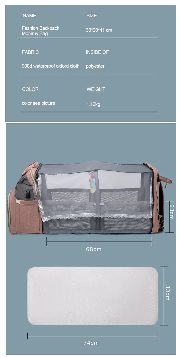 BabyNest Diaper Bag - Black silk screen